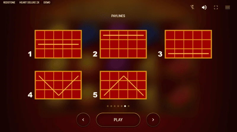 Heart Deluxe 2x - схема на пет печеливши линии отляво надясно